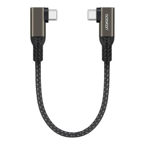 KALANKA-240W USB C Cable Short, 5A PD QC 4.0 USB C to USB C Cable 20 cm Fast Charging Type C Angled Nylon Braided Compatible with iPhone 15/15 Pro Max, Galaxy S24/S23, P40/Mate 60 (Black)