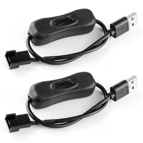 KALANKA-2Pcs 30cm USB Power Adapter Cables to 3 Pin/4 Pin PWM 5V with Switch, USB to 3 Pin/4 Pin Fan Adapter Cable with On/Off Switch