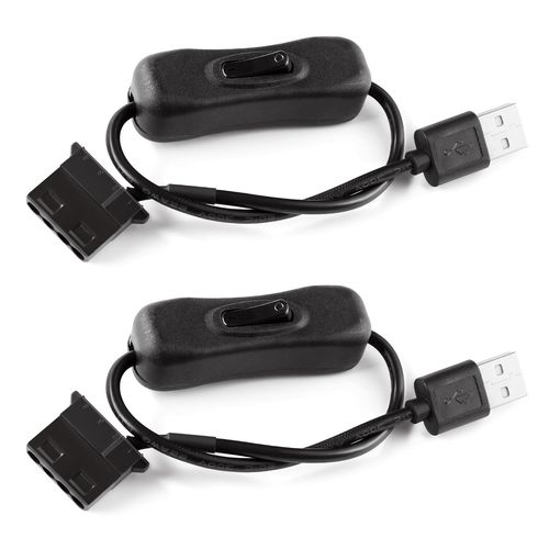 KALANKA-2Pcs 30cm USB to 4Pin Molex PWM 5V Power Adapter Cables with Switch, USB to 4 Pin Molex Fan Adapter Cable with On/Off Switch