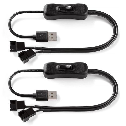 KALANKA-2Pcs 40cm USB Power Adapter Cables to Dual 3 Pin/4 Pin PWM 5V with Switch, USB to 3 Pin/4 Pin Fan Adapter Cable with On/Off Switch