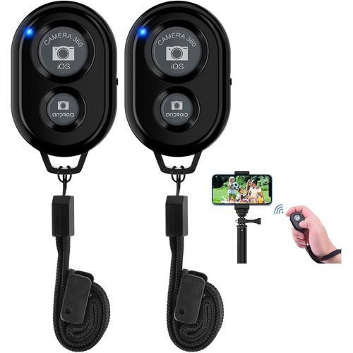 KALANKA-2PCS Tlcommande Bluetooth Selfie sans Fil pour Smartphones avec Dragonne, Adapt pour Le Dclenchement de l'Obturateur, Compatible avec Apple iOS et Android/iPhone/iPad/Samsung/Autres Tlp