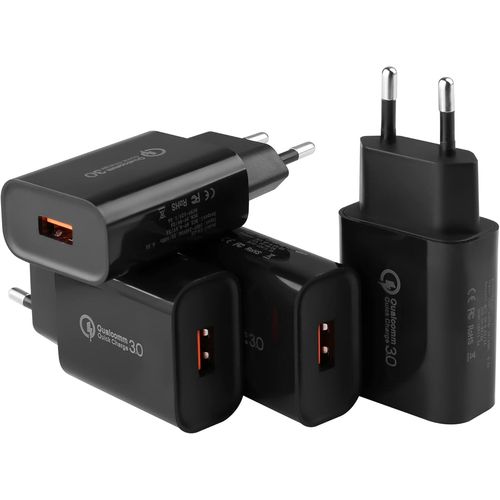 Kalanka-4 Pices Usb Chargeur Mle, 18w Quick Charge 3.0 Chargeur Rapide Pour Samsung S23 S22 S21 S20 S10 S6 S7 S8 S9 / Edge/Plus/Active, A03 A13 A51 A53, Note 5/8, Note 9/10 Et Autres Smartphones/Ap