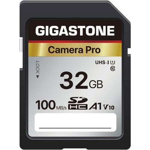 KALANKA-[5 Ans Rcupration de donnes Gratuite] GIGASTONE 32Go Carte SD, Camera Pro, Vitesse jusqu' 100 Mo/s, A1 V10 SDHC UHD Video pour Canon Nikon Sony Kodak Panasonic, avec 1 Mini tui