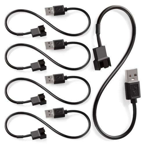 KALANKA-5Pcs 30cm USB Power Adapter Cables to 3 Pin/4 Pin PWM 5V, USB Adapter Cable to 3 Pin/4 Pin Fan, USB Cable 3 Pin/4 Pin