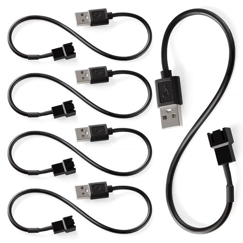 KALANKA-5Pcs 30cm USB Power Adapter Cables to 3 Pin PWM 5V, USB Adapter Cable to 3 Pin Fan, USB Cable 3 Pin/4 Pin
