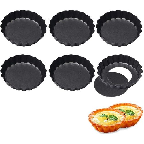 Kalanka-6 Pcs Moule  Tartelette, Moule  Quiche, Moule  Gteau Rond,Moule Rond Fond Amovible, Revtement Antiadhsif, Moule  Tarte Cannel Fond Amovible Moule  Quiche Pour La Ptisserie Maison