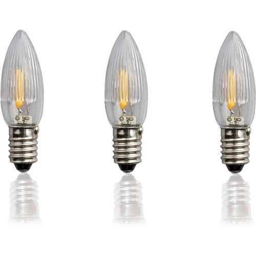 Kalanka-912425 Led Filament Bougie Fusele De Remplacement Pour Chanes Lumineuses Avec 30 Points De Focalisation/clairage Intrieur/Blanc Chaud/Clair/Culot E10 / 8 V / 0,3 W / 17 Lumens / 3 Pices