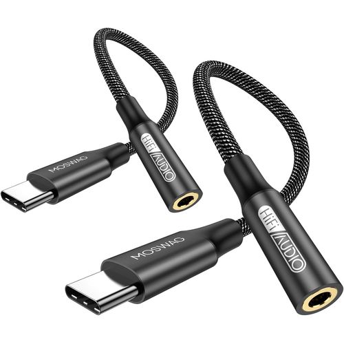 KALANKA-Adaptateur de Prise de Casque  3,5mm, Adaptateur couteur USB C Jack 3.5mm en Nylon, Adaptateur Jack USB Type C avec DAC pour Samsung Galaxy s24 22 S20 Ultra S20, Pixel 4 3 2 XL, iPad Pro