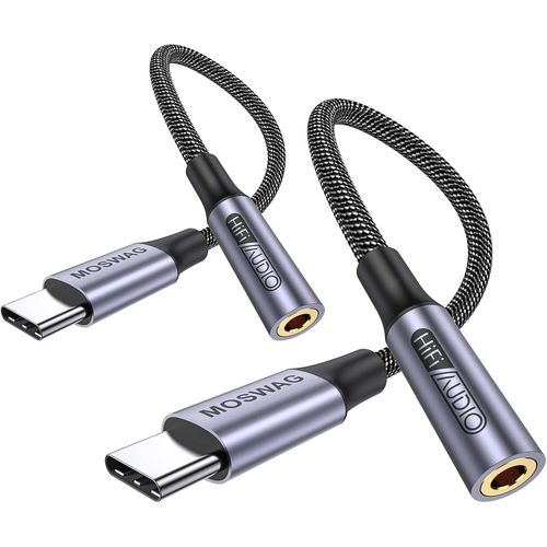 KALANKA-Adaptateur de Prise de Casque  3,5mm, Adaptateur couteur USB C Jack 3.5mm en Nylon, Adaptateur Jack USB Type C avec DAC pour Samsung Galaxy s24 22 S20 Ultra S20, Pixel 4 3 2 XL, iPad Pro