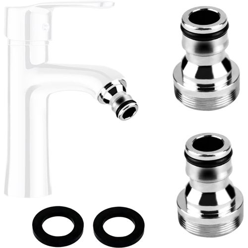 Kalanka-Adaptateur Robinet Tuyau Arrosage Connecteur Nez De Robinet Laiton M24 Adaptateur Robinet Cuisine Pour 2 Pices Et Raccords De Tuyau D'arrosage Rapide Raccord Universel Pour Robinet (Argent)