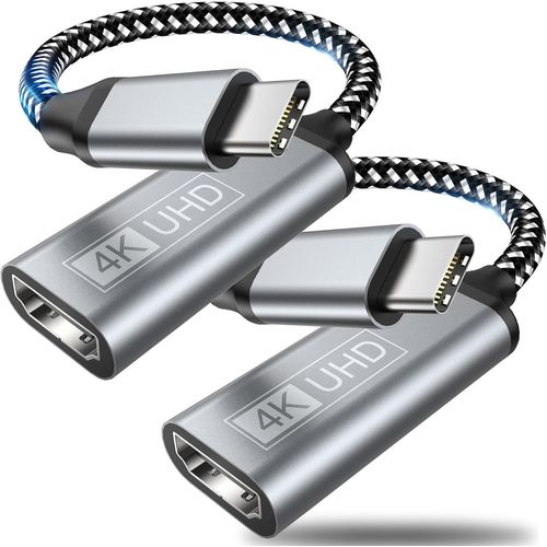 KALANKA-Adaptateur USB C vers HDMI - Adaptateur Type C vers HDMI 4K ( Thunderbolt 3 Compatible), Sortie Audio Vido pour iPhone 16/15 Pro/Max, MacBook Pro/Air, Pixelbook, iPad Pro, Galaxy S10 S9+ (Gr