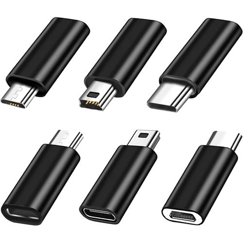 KALANKA-Adaptateurs USB C Lot de 6, Adaptateur USB C vers Micro USB, USB C vers Mini USB, Adaptateur Micro USB vers USB C Compatible avec Portables, LG, Tlphones Mobiles, etc