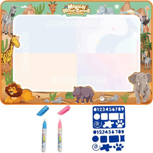 Kalanka-Aqua Doodle - Tapis De Peinture  L'eau - Avec Stylo  Eau - Rutilisable - Jouet ducatif Pour Filles Et Garons - Avec 4 Modles Et 2 Stylos - Cadeau D'anniversaire Pour Enfant