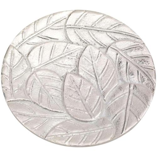 Kalanka-Assiette  Bougie En Aluminium Aspect Argent - Diamtre 14 Cm - Soucoupe Ronde Avec Structure En Feuilles Pour Bougies Jusqu' 12 Cm - Protection Dcorative Pour Table Et Meubles - 1210