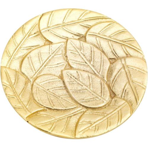 Kalanka-Assiette  Bougie En Aluminium Aspect Dor - Diamtre : 14 Cm - Soucoupe Ronde Avec Structure En Feuilles Pour Bougies Jusqu' 12 Cm - Protection Dcorative Pour Table Et Meubles - 1211