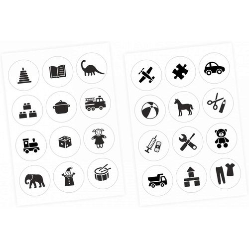 KALANKA-Autocollants pour meubles, rangement de jouets, en noir et blanc, film pour meubles, chambre d'enfant, pour apprendre  ranger, systme de rangement