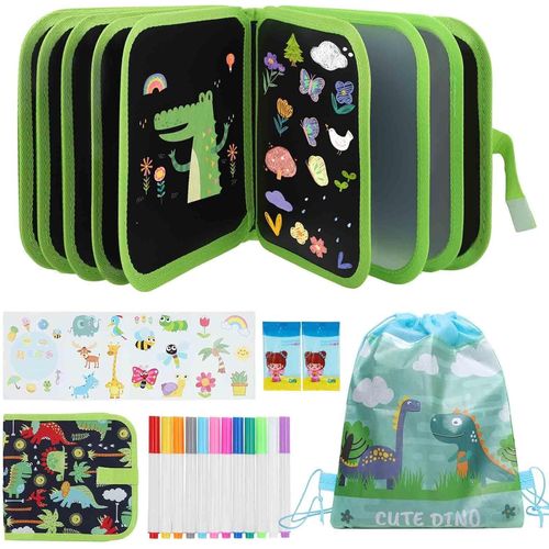 KALANKA-Bloc de Dessin Effaable, Livre de Coloriage Effaable pour Enfants, Planche  Dessin Portable avec 12 Stylos Effaables Colors, 16 pages, Rutilisable Livre Dessin Effacable pour Enfant