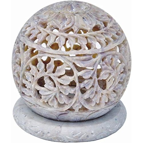 Kalanka- Bougies Chauffe-Plat Sculpture En Pierre Bougeoir Avec Fleurs Sculptes, Figurines Bougie Dcorative Lanterne Unique Dcoration Principale Faite  La Main Faence 10 Cm