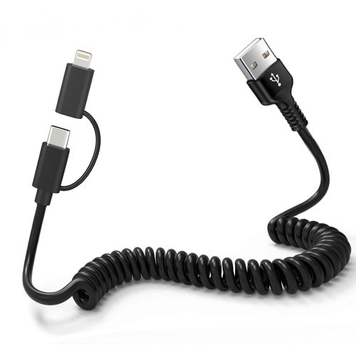 KALANKA-Cable Carplay pour Apple CarPlay et Android Auto - Cable USB A vers USB C et Lightning 2 en 1 pour iPhone 16/15/14/Galaxy/Android, [MFi & 3A Charge rapide & transmission de donnes] Cable pou
