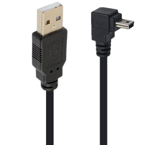 KALANKA-Cble mini USB d'angle 90 degrs Mini 5 broches USB B mle  USB 2.0 mle fil d'extension de synchronisation de donnes pour GPS Camra angle vers le bas noir 4,9 pieds