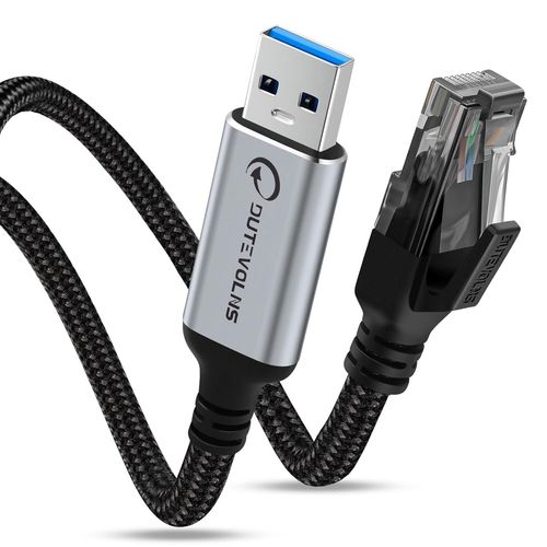 KALANKA-Cable USB A vers Ethernet 1m, USB 3.0 Type-A Male  RJ45 Male en Nylon, Connexion Directe Gigabit, Compatible PC Portable, Ordinateur de Bureau, Switch, Windows10, Windows11