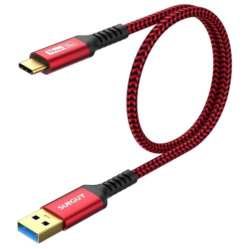 KALANKA-Cble USB C, 0,5m Cble USB A vers C 10 Gbps Cble en nylon tress de Compatible avec iPhone 15 Pro Max, Galaxy S24 S23 S22, Android Auto-Rouge
