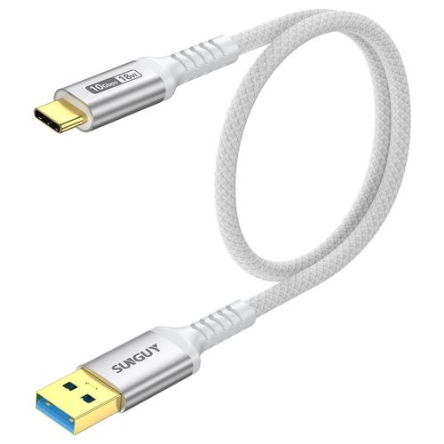 KALANKA-Cble USB C, 0,5m Cble USB A vers C 10 Gbps Cble en nylon tress de Compatible avec iPhone 16/15 Pro Max, Galaxy S24 S23 S22, Android Auto-Blanc