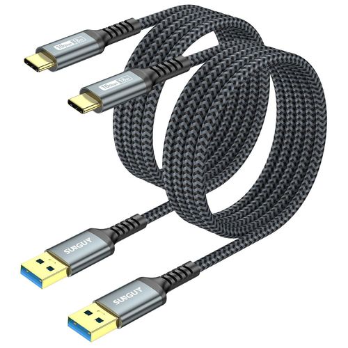 KALANKA-Cble USB C, [2 pices 1,5m] Cble USB A vers C 10 Gbps Cble en nylon tress de Compatible avec iPhone 16/15 Pro Max, Galaxy S24 S23 S22, Android Auto