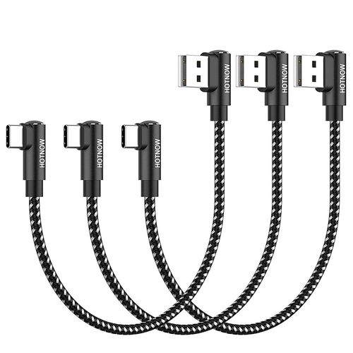 KALANKA-Cble USB C court Angle rectangulaire 15cm 3Pieces, 0.15m cble de chargeur USB C nylon tress cble de charge rapide pour iPhone 15 16, banque de puissance et autres appareils de type c