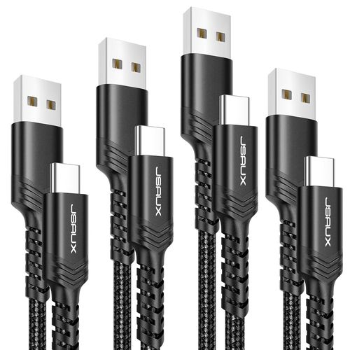 Kalanka-Cble Usb Type C [Lot De 4 1m 1m 2m 3m] Cble De Chargeur Usb C 3.1a Charge Rapide Compatible Avec Iphone 16 15 Pro Max Samsung Galaxy S24 S22 S20 A53 Google Pixel 5 6 Xl Xbox Xperia Xz Noir