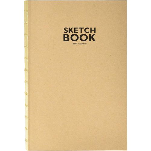 KALANKA-Carnet de Croquis avec Reliure  Fil Ouvert, Format A5, 120 Feuilles, 100 g/m, Papier Kraft Robuste et Recyclable, en Fibres Naturelles Non blanchies, Set Pices