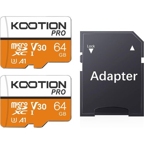 Kalanka-Carte Sd 64 Go Lot De 2 Micro Sd Carte Mmoire Uhs-I Vitesse Jusqu' 90 M/S,Tf Micro Sdxc, T-Flash A1 V30, U3 Pour Drone/Dash Cam/Camera/Phone/Nintendo-Switch/Pc/Tablet
