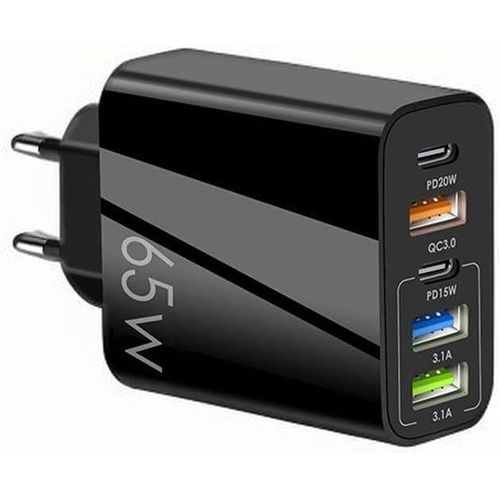 Kalanka-Chargeur Usb C 65 W Charge Rapide Chargeur Usb Multiple 5 Ports 2 Type C Et 3 Type A Prise Multiple Usb-C Adaptateur De Courant Fast Charge Pd 3.0 Compatible Avec Samsung Iphone Huawei Ipad 5