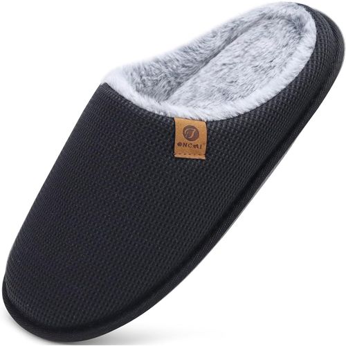 Kalanka-Chaussons Hommes De Hiver Shake Polaire De Fausse Fourrure Pantoufles En Mousse  Mmoire De Forme Chaussures Enavec Semelles Antidrapantes En Caoutchouc Eu Taille 40-49
