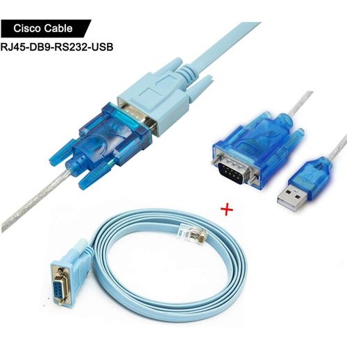 KALANKA-Cisco Console Cable Rj45 to DB9 and RS232 to USB (2-in-1) Serial Cable for Cisco Device 1.8 m + 1 m