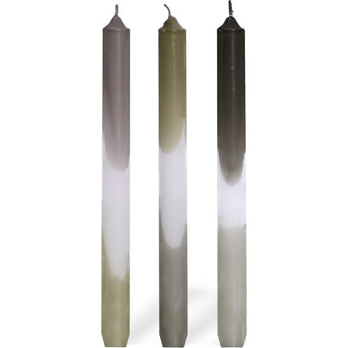 Kalanka-Comforder Dip Dye Lot De 3 Bougies De Table, Multicolores, Fabriques  La Main Avec Dgrad De Couleur, Dure De Combustion De 9 Heures, Paraffine, 24 X 2,2 Cm, Vert Gris