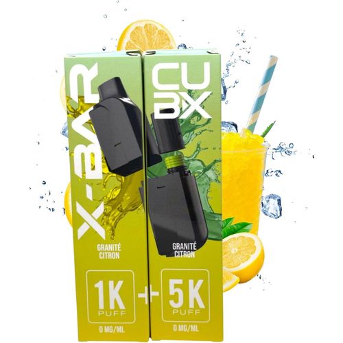 Kalanka : Kalanka-Cubx- Double Pod Remplissable (Batterie Non Incluse) Sans Nicotine Ni Tabac, Vente Interdite Aux Personnes ges De Moins De18 Ans (Saveur : Granite Citron)