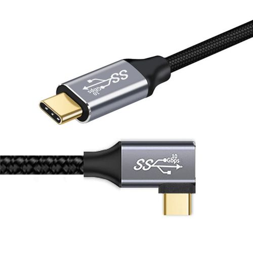 KALANKA-CY rversible type C  angle droit de 90 degrs pour USB-C connecteur de donnes 2.0 Cble 0.5 m pour ordinateur portable et tablette et tlphone portable et disque dur