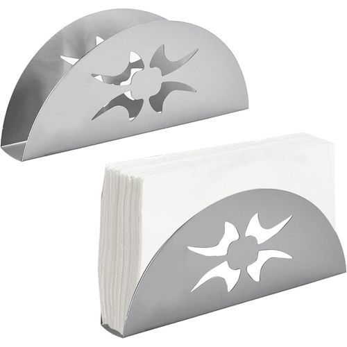 Kalanka-Distributeur De Serviettes Argent,Lot De 2 Porte Serviettes En Acier Inoxydable, Distributeur De Serviettes En Mtal, Rtro Festonn - Argent, Pour Dcoration De Table Dans Un Restaurant, Un