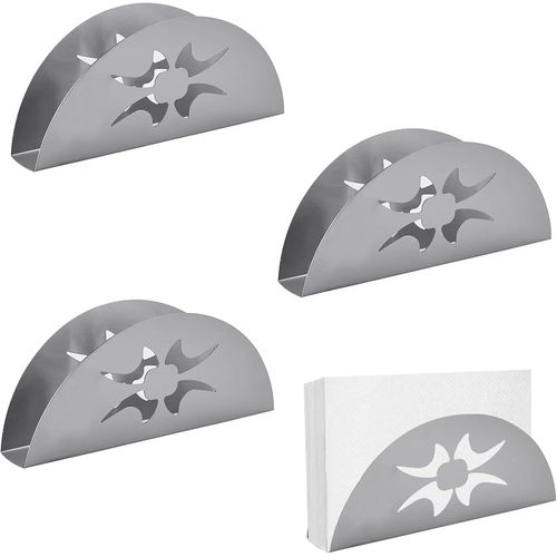 Kalanka-Distributeur De Serviettes Argent,Lot De 4 Porte Serviettes En Acier Inoxydable, Distributeur De Serviettes En Mtal, Rtro Festonn - Argent, Pour Dcoration De Table Dans Un Restaurant, Un