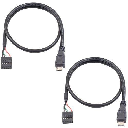 KALANKA-Dupont Micro USB to USB Male to 9 Pin Female Cable for Motherboard PCB Dupont USB 50cm (2 Pack)