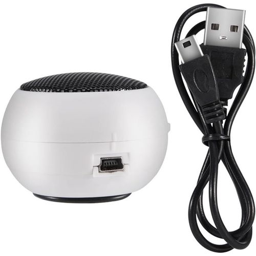 KALANKA-Enceinte Portable, Mini Enceinte Haut-Parleur de Voyagea vec Prise Audio 3,5 mm 180mAh Batterie Rechargeable Intgre pour iPod, Tlphone Portable, MP3, MP4, PC, etc.(Blanc)