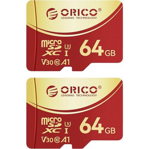 KALANKA-F3 Lot de 2 cartes mmoire microSDXC UHS-I 64 Go 100 Mo/s Recodage U3 Class10 V30 A1 MicroSD pour camra d'action, camra embarque, carte TF