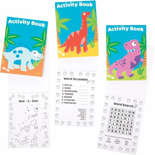 KALANKA-FE530 Mini cahiers de dinosaure - Paquet de 12, comprend des casse-ttes, des autocollants, un point  point et des pages  colorier pour les enfants