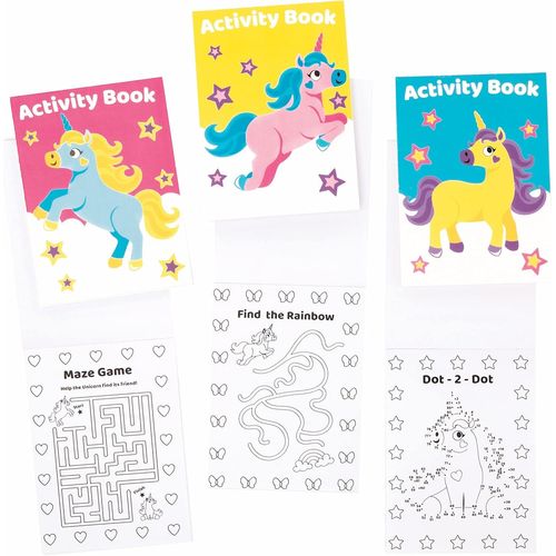 KALANKA-FE542 Mini cahiers de licorne - Paquet de 12, comprend des casse-ttes, des autocollants, un point  point et des pages  colorier pour les enfants