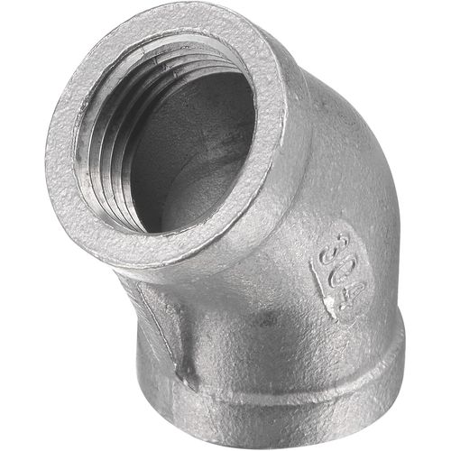 Kalanka-Femelle  Femelle Tuyau Raccord Rallonge - 304 Inox Acier 45 Degr Coude Adaptateur, Corrosion Rsistance, Appliquer  Extrieur, (1/2npt Filetage, Argent)