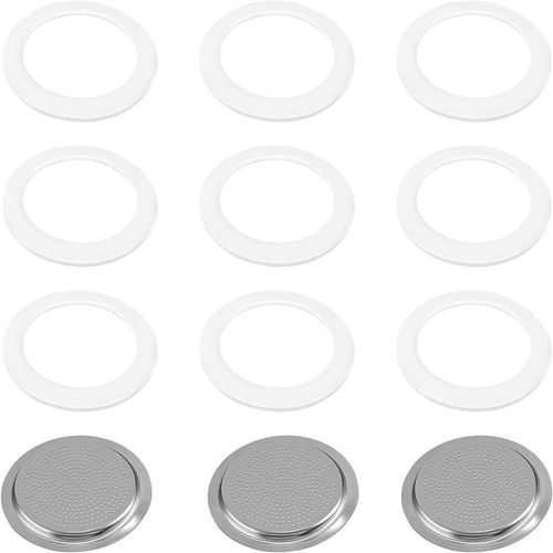 KALANKA-Filtre  Caf Rutilisable Joints 3 Filtre en Acier Inoxydable + 9 D'TanchIt de Rechange en Silicone Filtres Pour Pices pour Machines  Caf Joint Cafetiere Italienne 6 Tasses Moka (74 mm