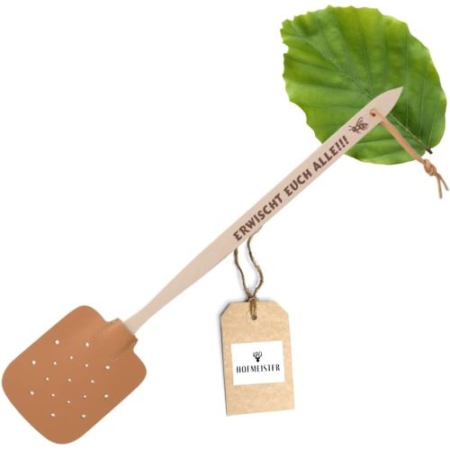Kalanka-Hofmeister Tapette  Mouches En Bois Et Cuir Avec Le Slogan : puisez-Vous Tous !!! Tue-Mouches Stable Pour Une Rpulsion Efficace Des Insectes