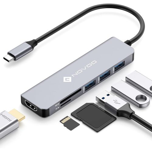 KALANKA-Hub Adaptateur USB C vers HDMI 4K, 3 x USB 3.0, Lecteur de Carte SD & Micro SD, Hub USB-C Dock Compatible avec Macbook Air Macbook Pro ChromeBook Pixel Matebook XPS Appareils Type-C