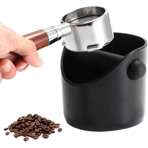KALANKA-Knock Box Noir Boite  Caf Espresso Knock Boxs Rutilisable Coffee knock box Poubelle  Expresso Pot Bac  Marc de Caf avec Barre de Frappe Amovible pour Coffee Machine (10x10x11cm)